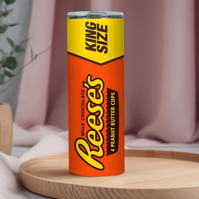 

1pc 20oz 's Peanut Chocolate Cup Stainless Steel Insulated - Orange & Yellow Snack , Rust-proof, Perfect Gift For , Hand Wash Only