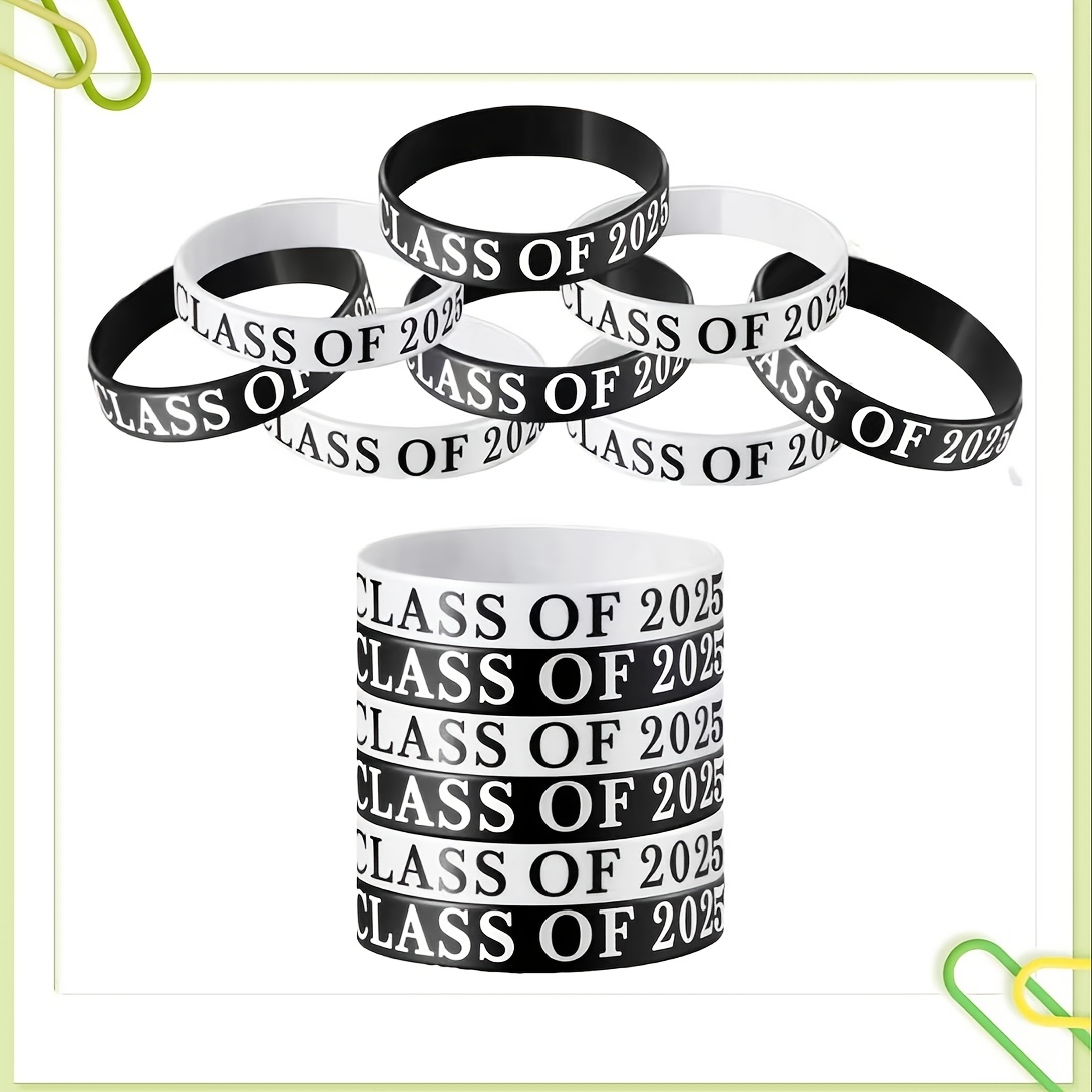 

24-pack Graduation Silicone Wristbands - Black And White Theme, No Power Required, Party Favors And Memorabilia