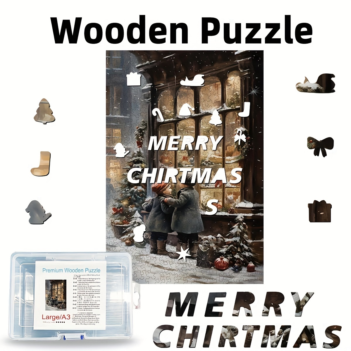 

Challenging Wooden For Adults - 501 Unique Irregular Pieces, , Ideal For Gifting And Interactive Family Fun, Christmas Scene Design - A3 Size