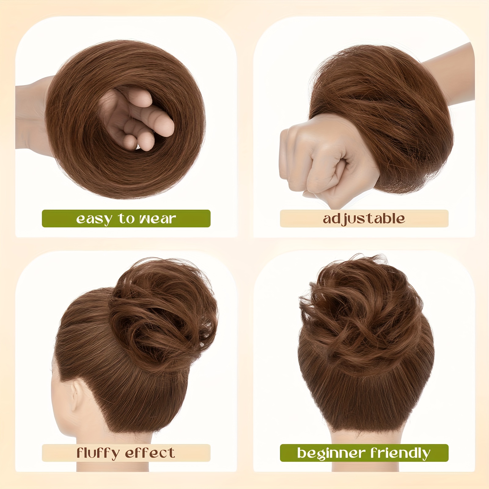 fringe air bangs 1 with sideburns 1 messy hair bun hair clip in hair extensions all handmade textile   heat resistant hairpieces for women girls   look instantly details 5
