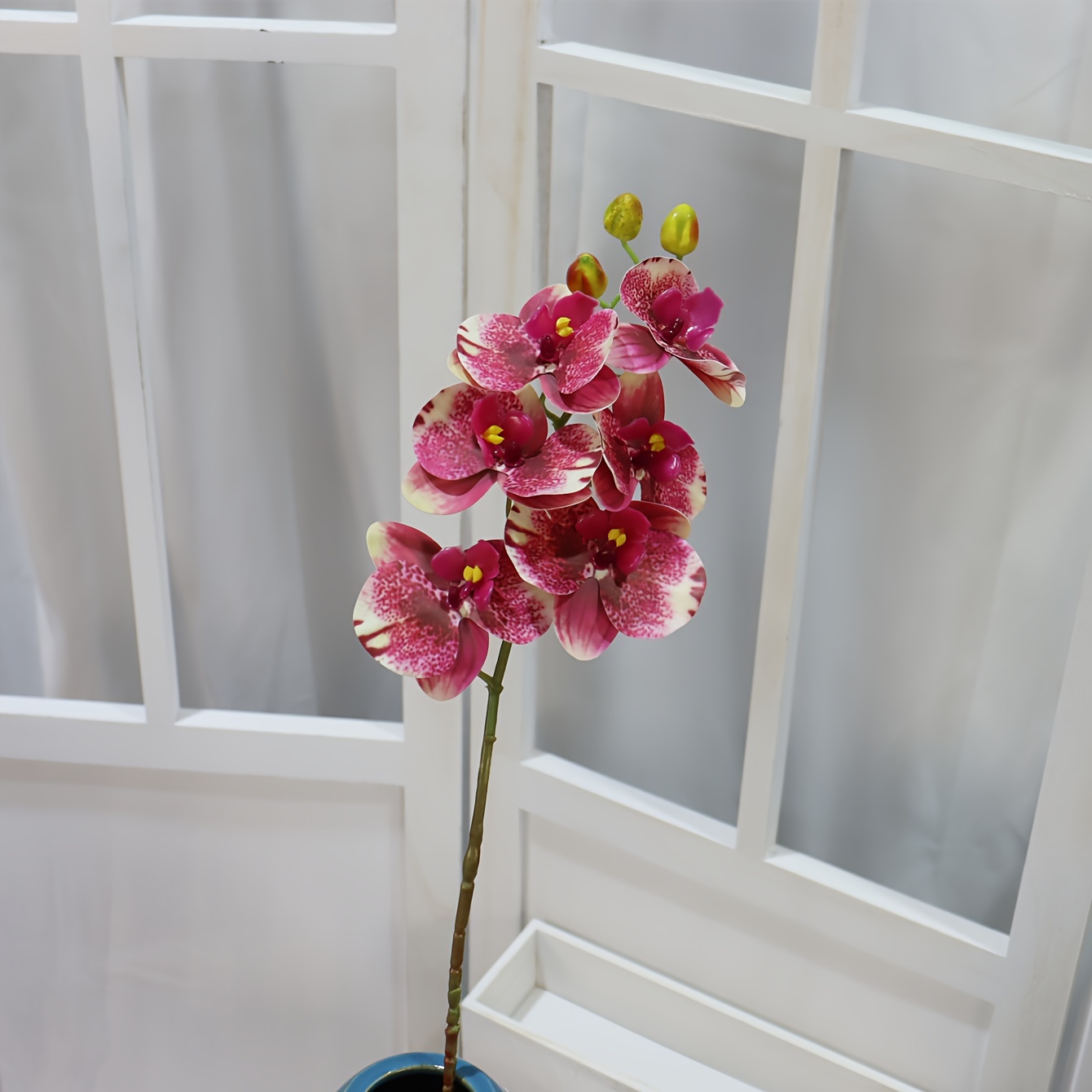 New 6-bloom Artificial Flower Moth Orchid Wedding Decoration Festive Party Decor Arrangement High-branch Orchid Handmade