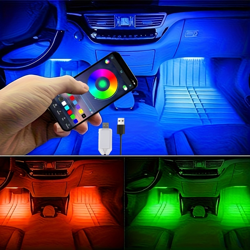 TEMU 4pcs Lighting Kit, 48 Led Interior Lights, With Intelligent App Control, Usb Power Supply, Colorful Music Car Lighting Strip, Suitable For Car,