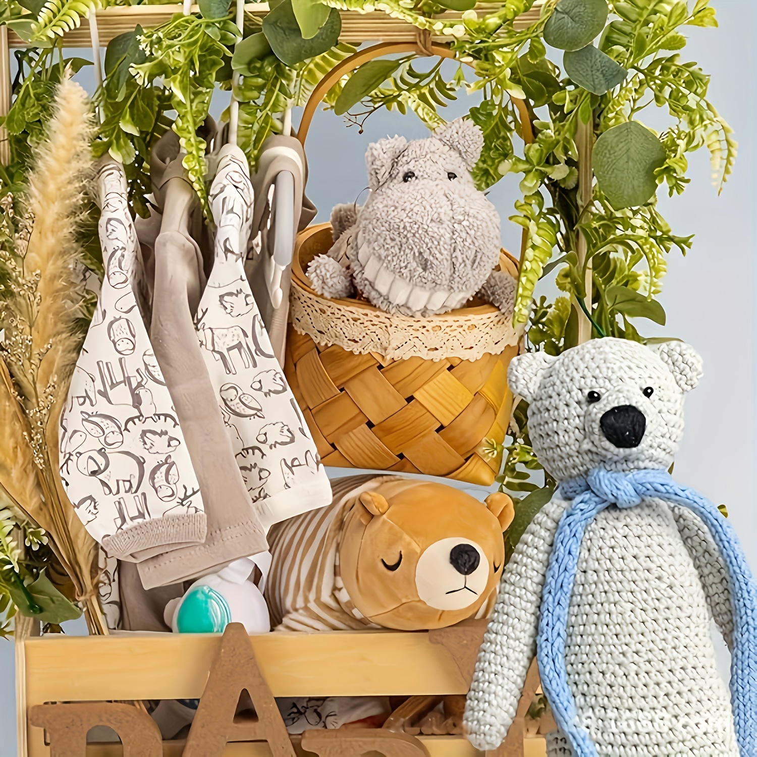 versatile modern wooden shelf basket featuring handles Temu