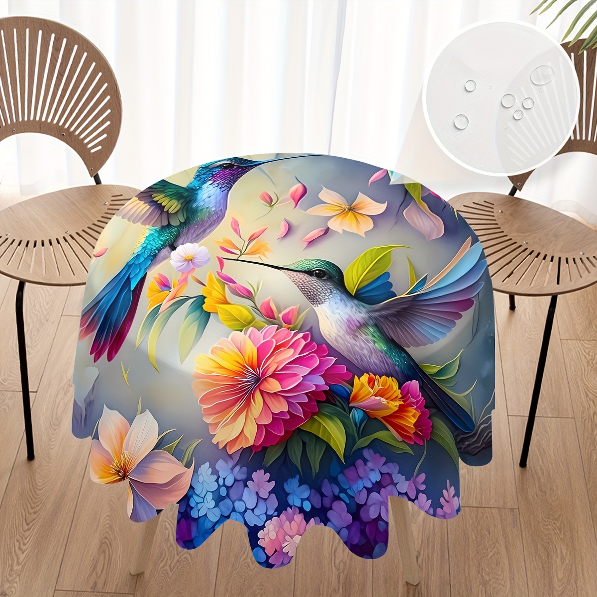 

Round Tablecloth - -, Polyester, For & Dining, Parties, And Decor