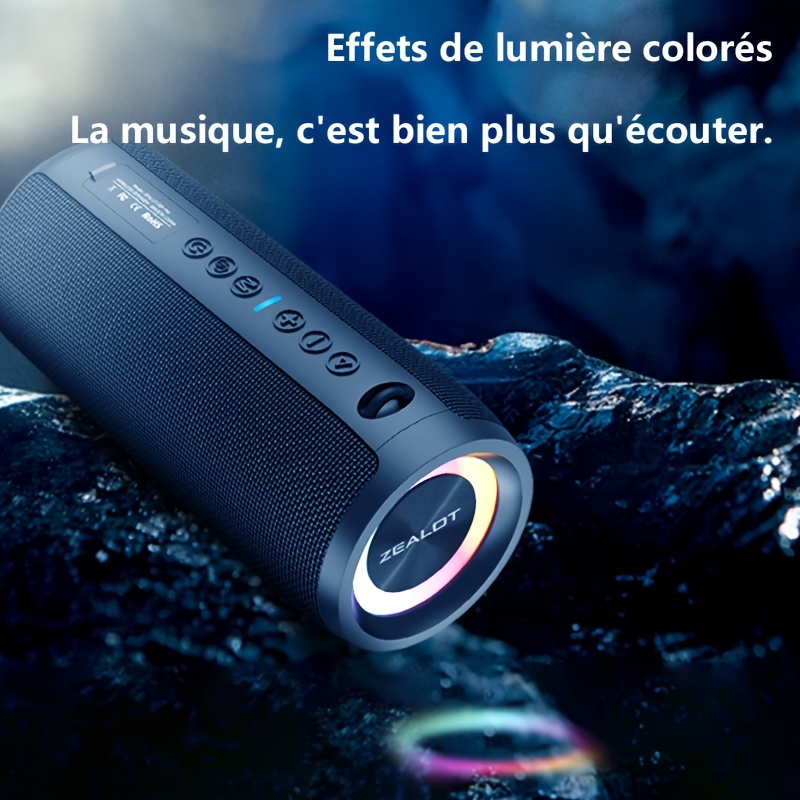 S51 Pro 40W Enceinte portable sans fil avec   de basses, double appairage, 24 heures dautonomie, son stéréo puissant, basses profondes. Câble de chargement et câble auxiliaire, carte TF USB Plug-in 8