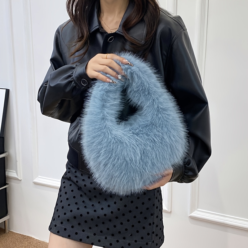 TEMU Bolso de de Peluche para Mujer, Bolso de Brazo, Clutch de Viaje y con Correa Cómoda, Bolso Casual para Mujer