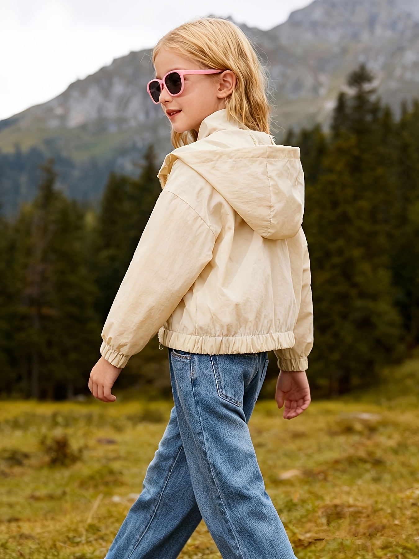 Solid Color Lightweight Jacket for Girls