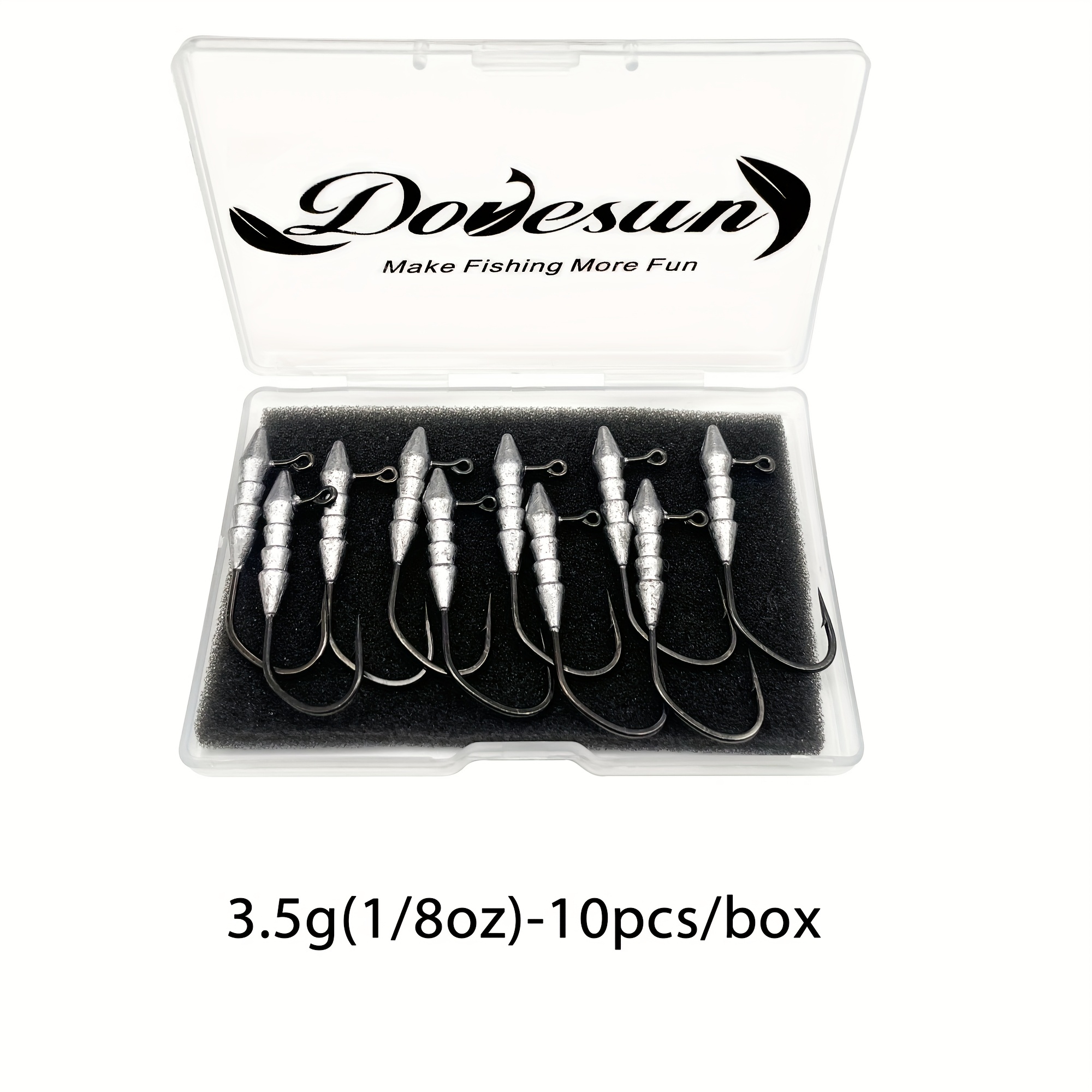 Image of Dovesun 10pcs Fishing Hover Rigs Swim Jig Head Lead & Carbon Steel, Assorted Sizes 1/16oz 1/8oz, , For Walleye Catfish Fishing
