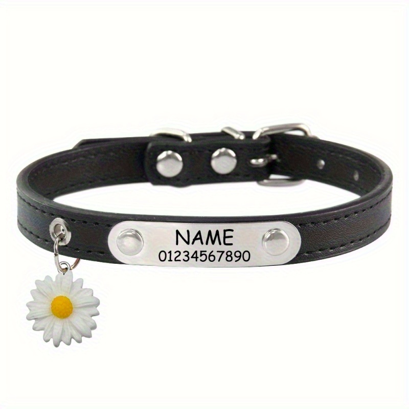 TEMU 1pc Personalized Dog Pet Collar With Engraved Nameplate - Customizable Name, Phone Number, Cat Id Tag - Dog Collar - Includes Small In Matching