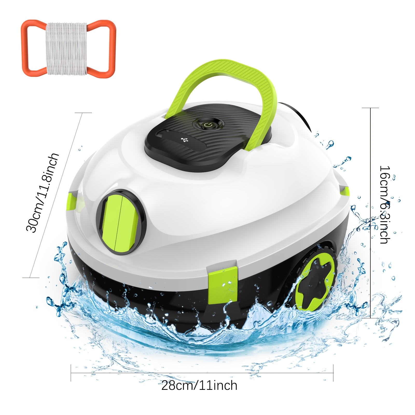 Image of Inse Robotic Pool Cleaner, Easy Operation, Powerful Cleaning Performance, 39000pa Strong Suction Dual , 3.5l Filter Basket, 5200mah Battery Long , Auto Self-parking Pool Wall, Easy To Clean