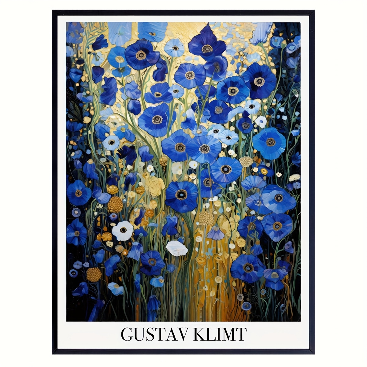 wanddekoration 1-teiliges   blaue mohnblumen leinwand kunstdruck - rahmenlose florale wandkunst für wohnzimmer, schlafzimmer, home office - vintage-inspiriertes   botanisches dekor
