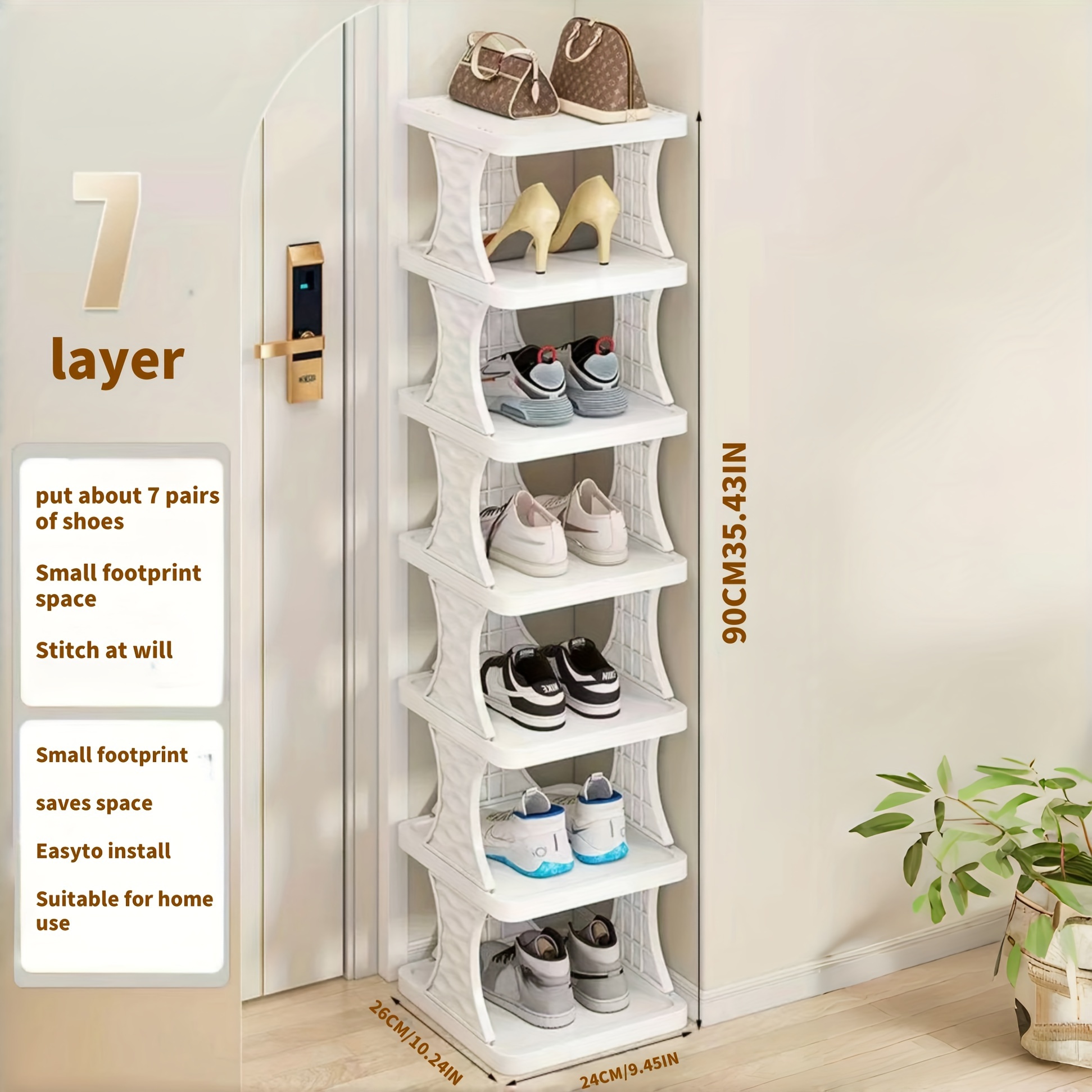 space saving multi layer plastic shoe rack easy assembly no electricity required suitable for entrance living room and bathroom storage details 2