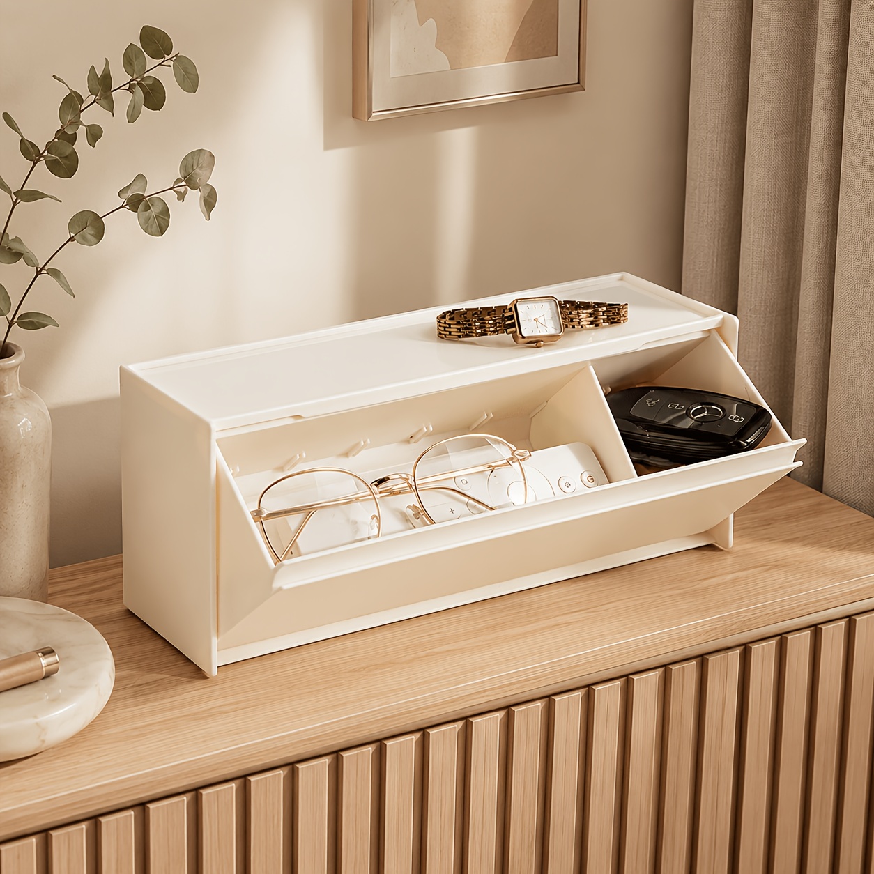 Magnetic Wall Storage Box With Lid, Mount, Dust-resistant Design And Spacious Compartments, Suitable For Kitchen, Bathroom, Office, Laundry Room And Coffee Bar