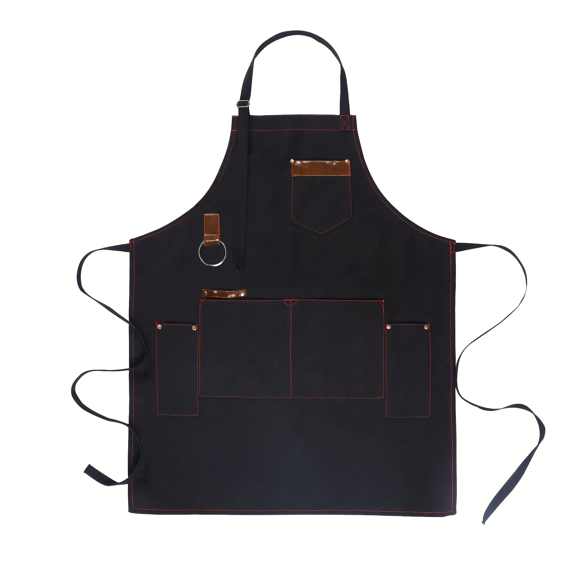 Thickened Chef Canvas Apron With Multiple Pockets, Work Clothes Home Kitchen Bbq Aprons