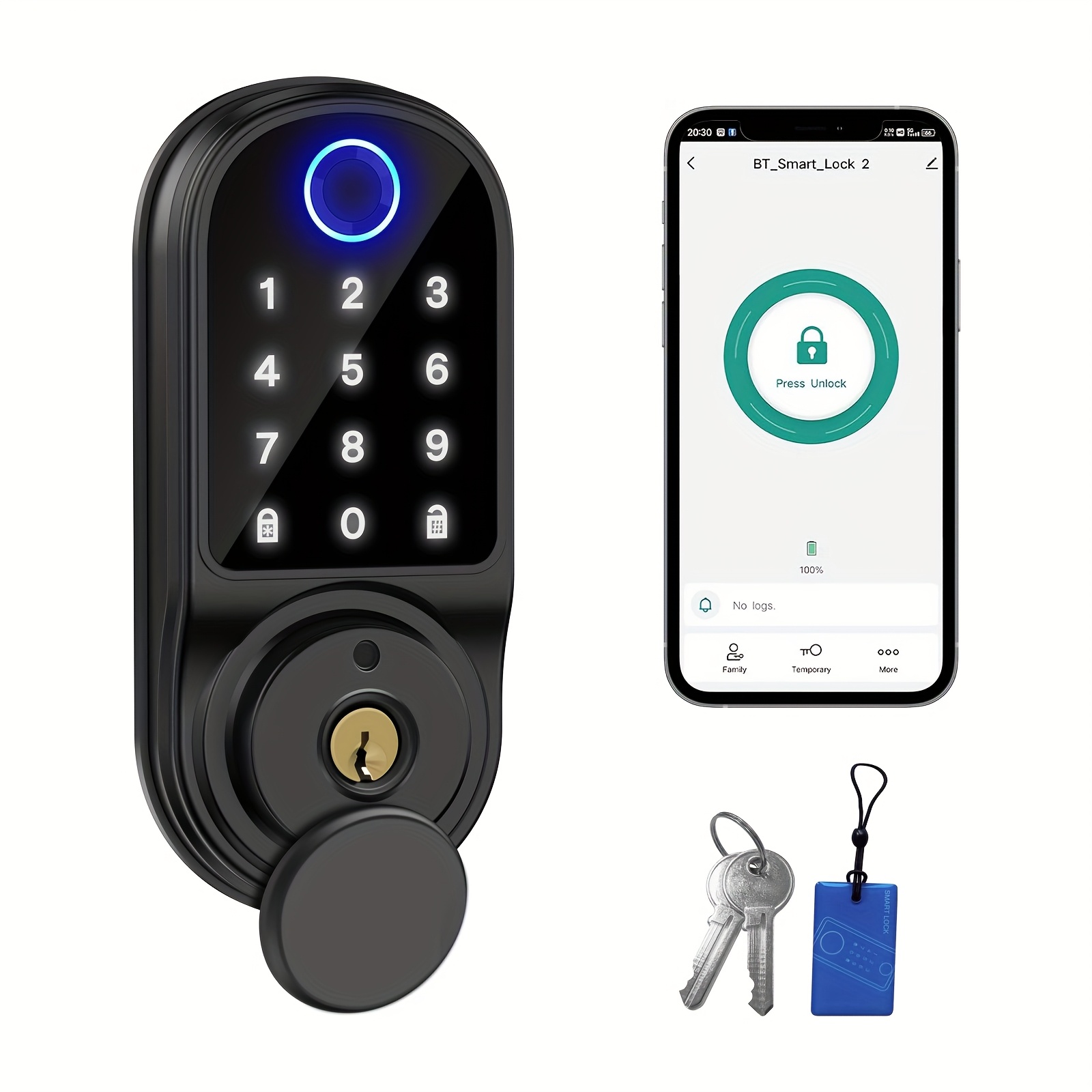 Temu – TEMU Smart Door Lock – Fingerprint Door Lock – Smart Home Door Lock (fingerprint/ic Card//app/key) – Simple Installation, Beginners Can Complete It