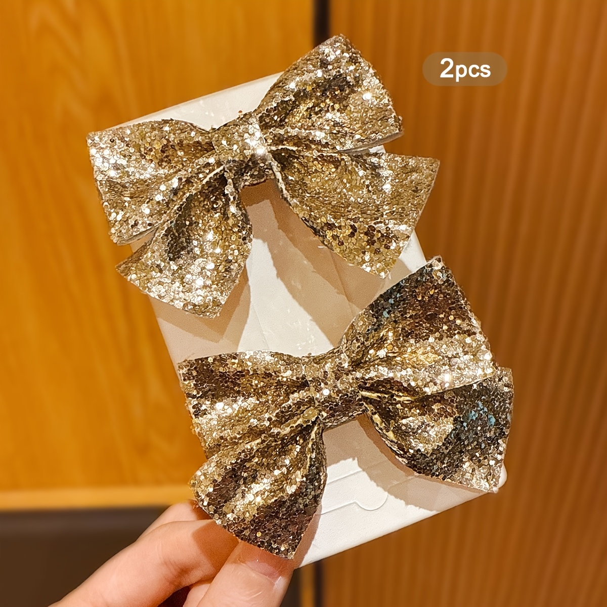 2pcs Golden Fashionable Hair Clips Suitable For Daily Accessories