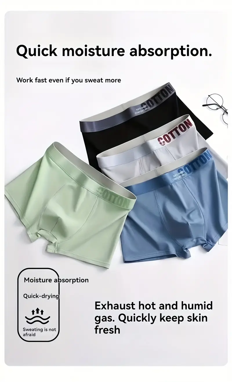 3pcs mens cotton boxer briefs fit with stretch for active teens adults Product details 6