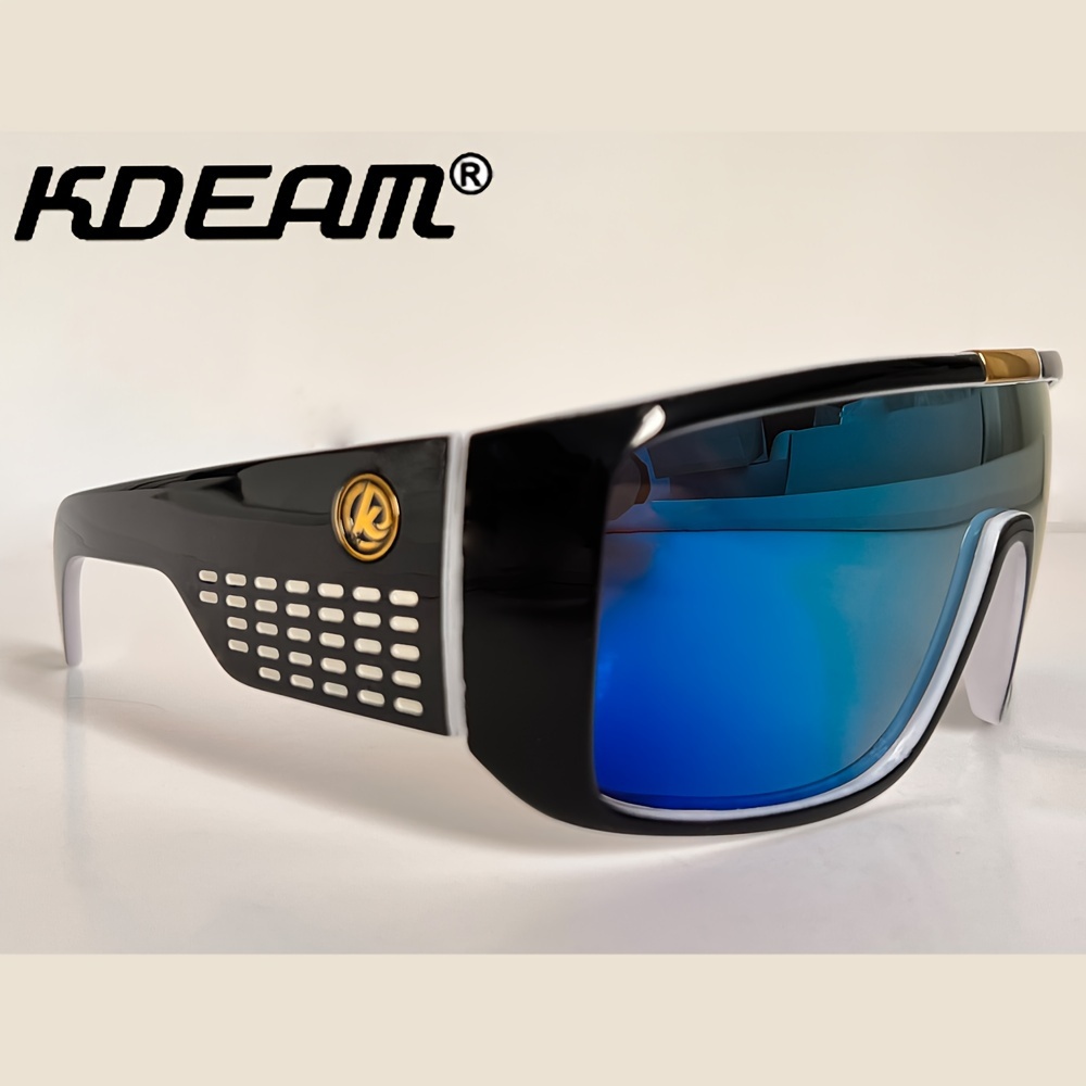 PC Men's Kdeam Integrated HD Polarized Sunglasses, Thickened Polarized Lens, Men's Cycling Windproof Glasses, Fishing Sunglasses, Metal Hinge