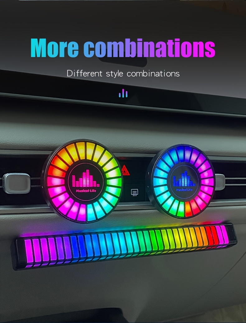 led light bar for vehicles rgb atmosphere   rhythm lamp sync   inside interior decoration breathing   sound controlled voice pickup usb ambient lighting strip lights details 4