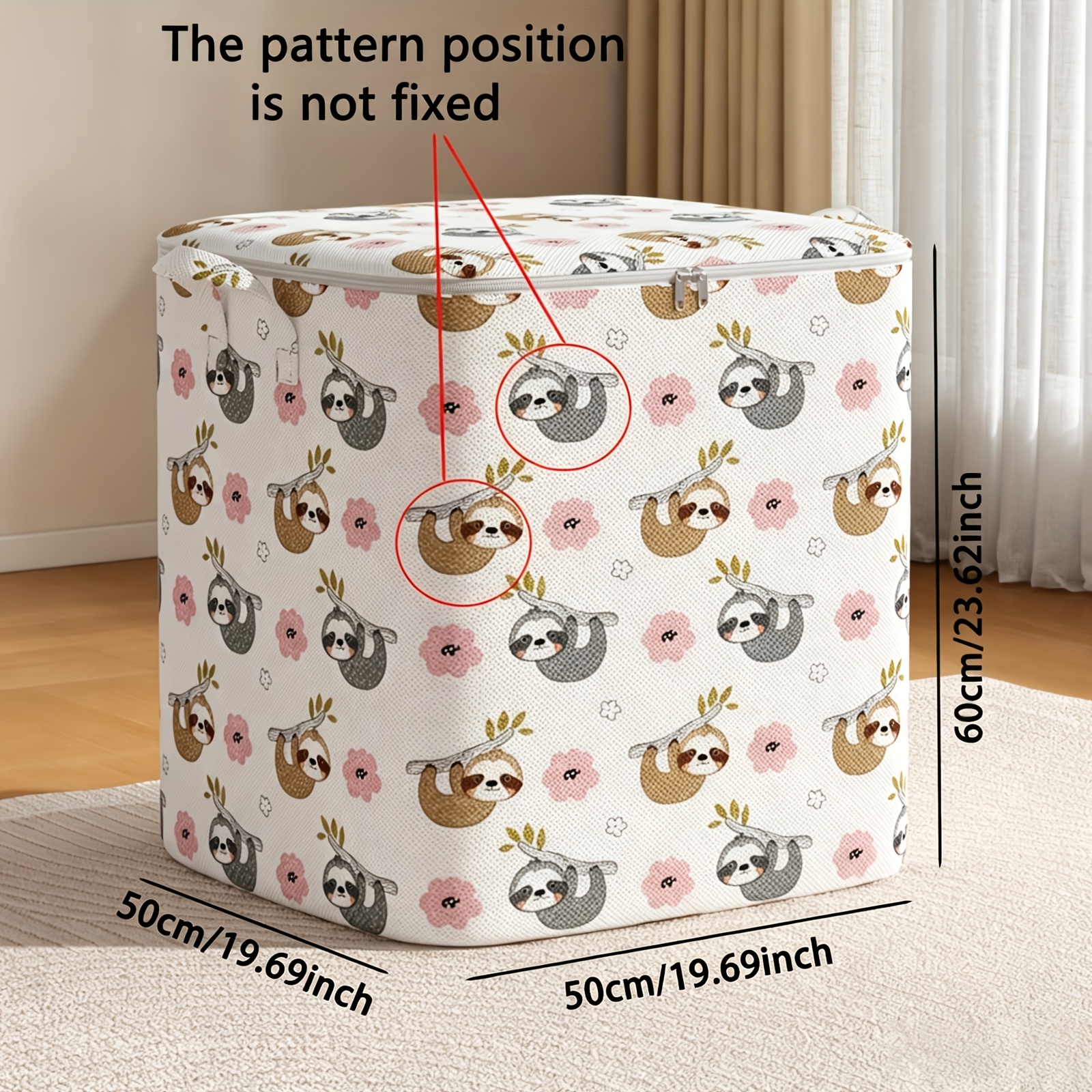 Image of Nesting Bag, Storage Bag - 1pc Clothing Storage Bag, Travel Bag, Large Capacity, With Handle, Foldable, Used To Store Quilts, Clothes, And Other Items, Pattern Position Is Random, Under-bed Storage