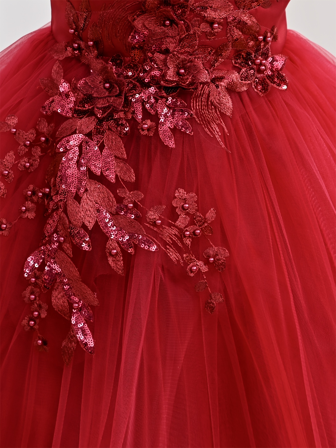 sweet mesh lace pure lined dress 3d floral sequin - Temu Kuwait