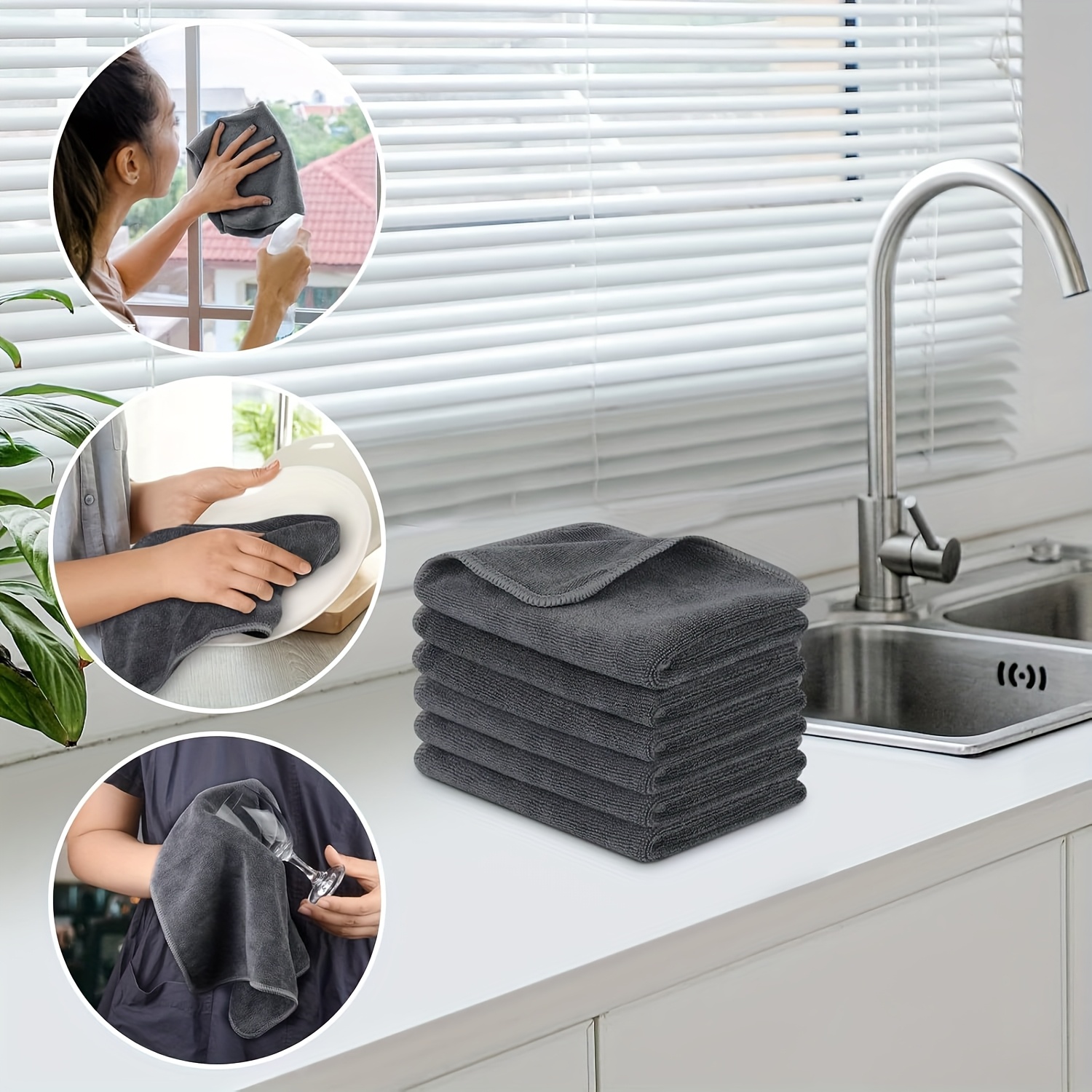 100pcs Reusable Microfiber Cleaning Cloths Super Absorbent