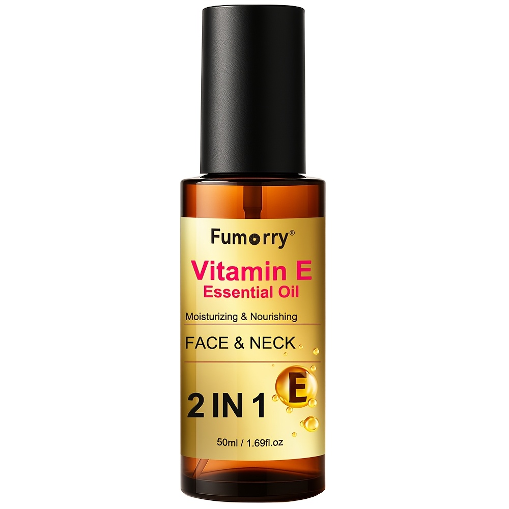 Image of 2 In1 Neck Pure Vitamin E Essential Oil, 50ml - Massage Oil, Moisturizes & Skin, Face & Neck, Hair, And Body, With Vitamins For Soft, Skin