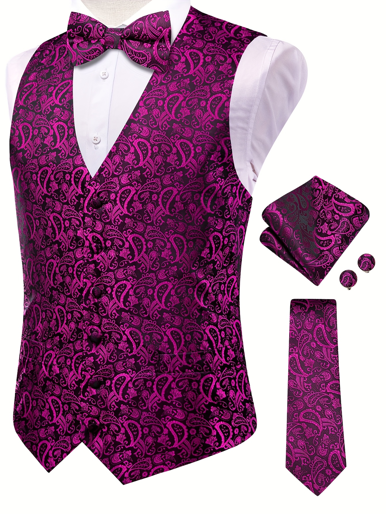 stylish mens wedding party suit vest tie cufflinks handkerchief shirt studs