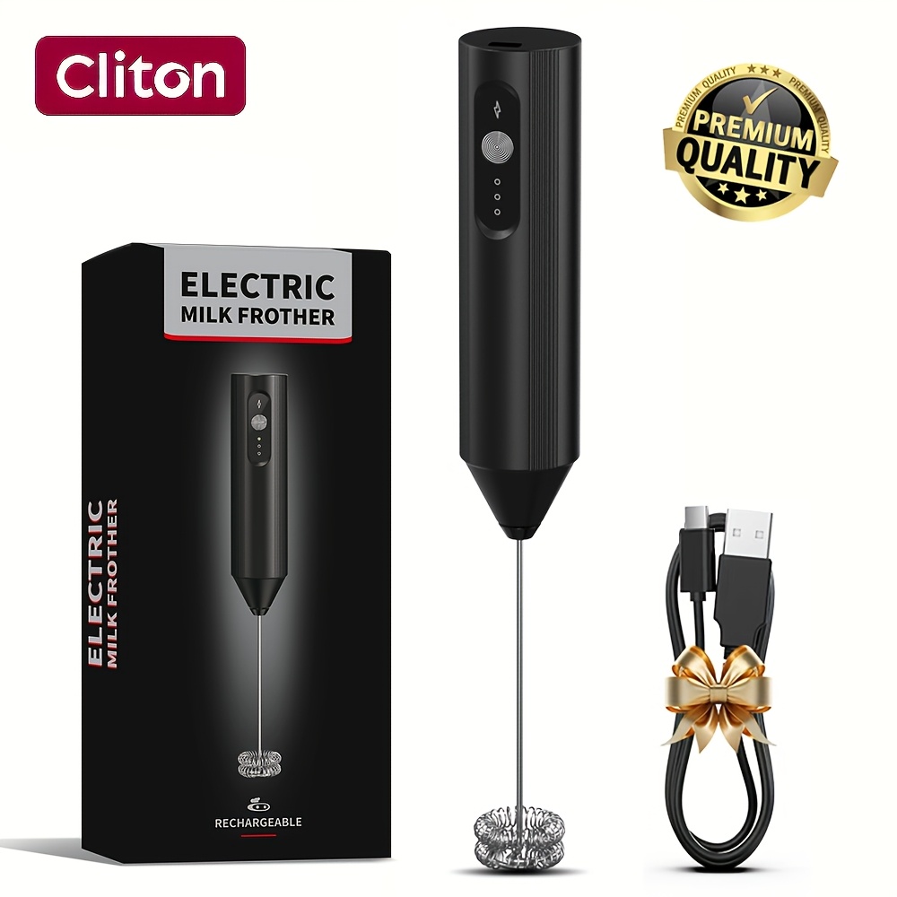 Image of Rechargeable Electric Milk Frother | Handheld Coffee Foam Maker With Multiple Whisks & Charging Base, Portable Drink Mixer For Cappuccino, Latte, Hot Chocolate, Perfect Christmas Gift For , Mixing &