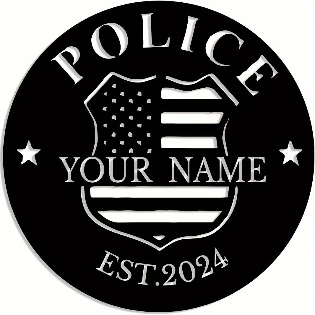 

Custom Police Metal Wall Art - Personalized Us Badge Design, Perfect Gift For Men & Father's Day, Reusable Home Decor