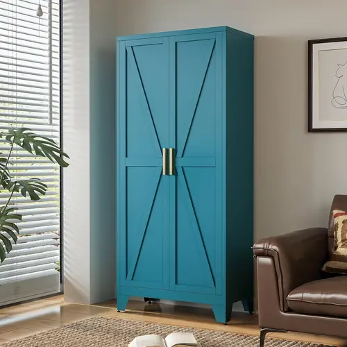 71 tall metal storage cabinet with 2 doors and 4 adjustable shelves 5 tier kitchen pantry storage cabinet for room dining room and office