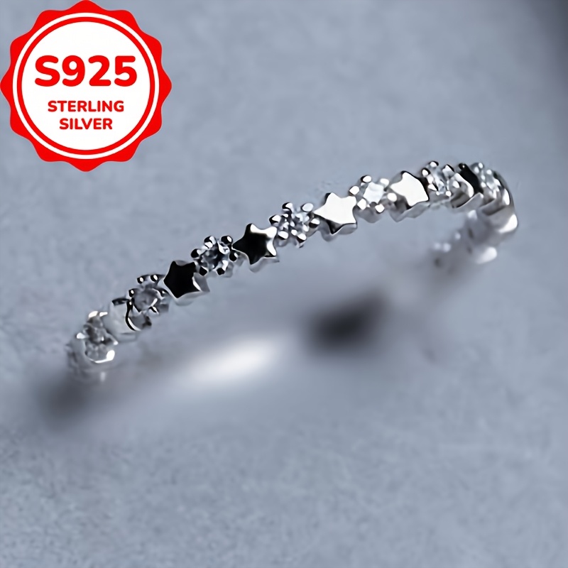 

1pc Elegant 925 Sterling Ring For Women, Synthetic Zirconia , , Fashionable Daily & Party Accessory, Jewelry, 1.6g, Design