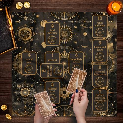 1pc celestial tarot altar cloth suitable for tarot readings moon phase ceremonies meditation 12 zodiac signs table cover with mandala black card design boho astrology tablecloth for practices altar mat for home decor