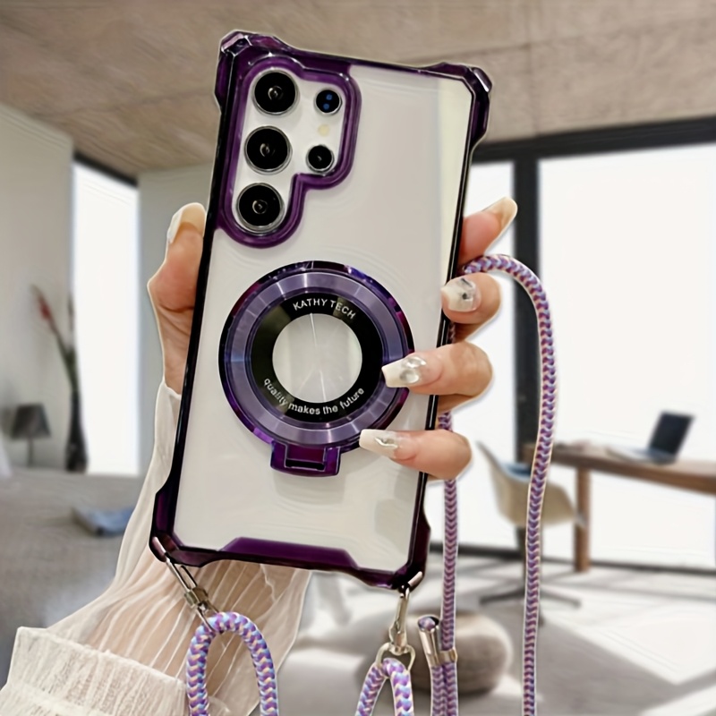 TEMU Phone Case - Large Hole Bracket Four-corner Lanyard Protective Case - Suitable For S25 Ultra/s24 Ultra/s25/s23 Phone Cases
