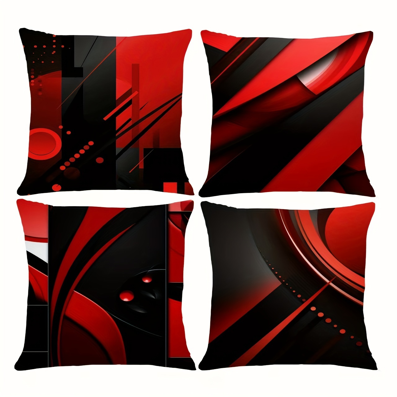 

4pcs Set Abstract Geometric Throw Pillow Covers - Zippered, Machine Washable Cushion Cases For Home Decor, Bedroom, Living Room - Polyester (inserts Not Included)