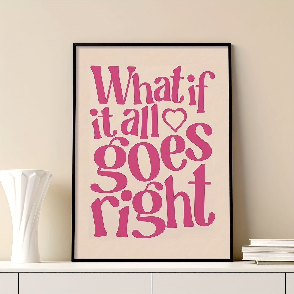 

Retro Wall Art, Pink Wall Artwork-what If It All Goes Right-print Aesthetic Wall Art Decor, Self- Motivation Wall Art, Vintage Prints Decor, For Bedroom Dorm Bathroom (unframed)