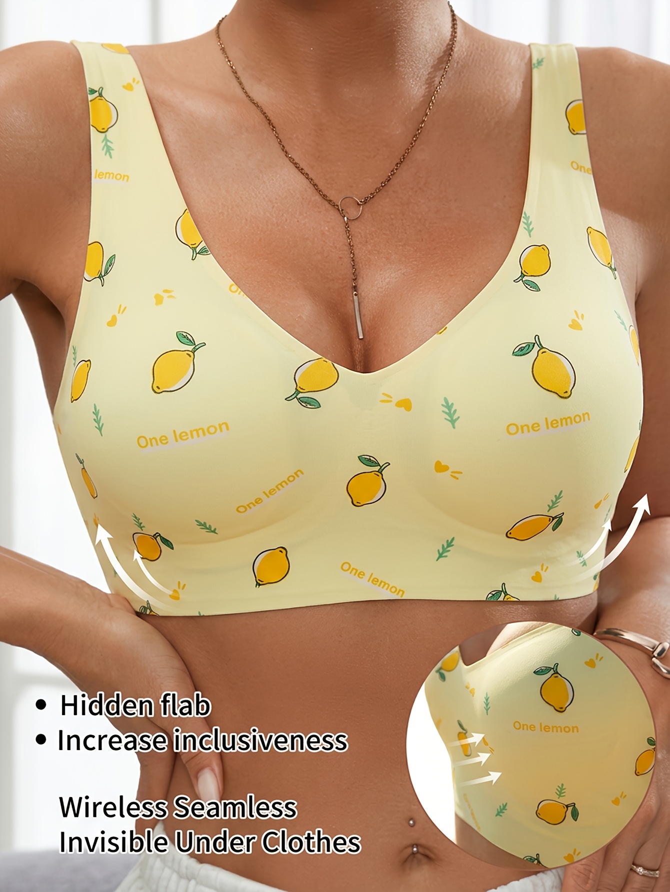 Women's 2pc Wireless Push-up Bra Set, Comfortable Jelly Gel