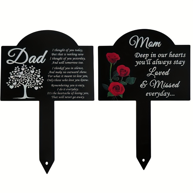 

1pc Metal Memorial Grave Marker (5.4" X 8.4"), Rustic Sympathy Garden Stake, Waterproof Outdoor Cemetery Tribute, Iron Graveyard Decorative Sign For Home & Garden Lawn