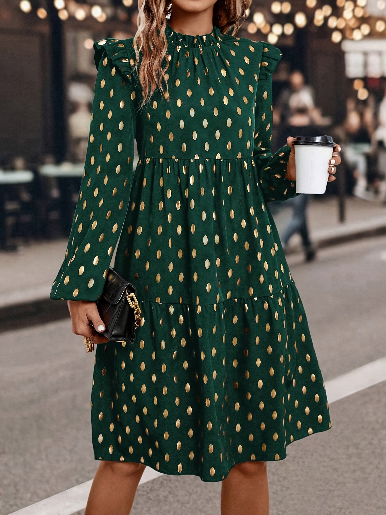 green lantern sleeve dress Plus Asymmetrical Neck Lantern Sleeves Formal Mermaid Dress Dark Green / 2XL main image 1