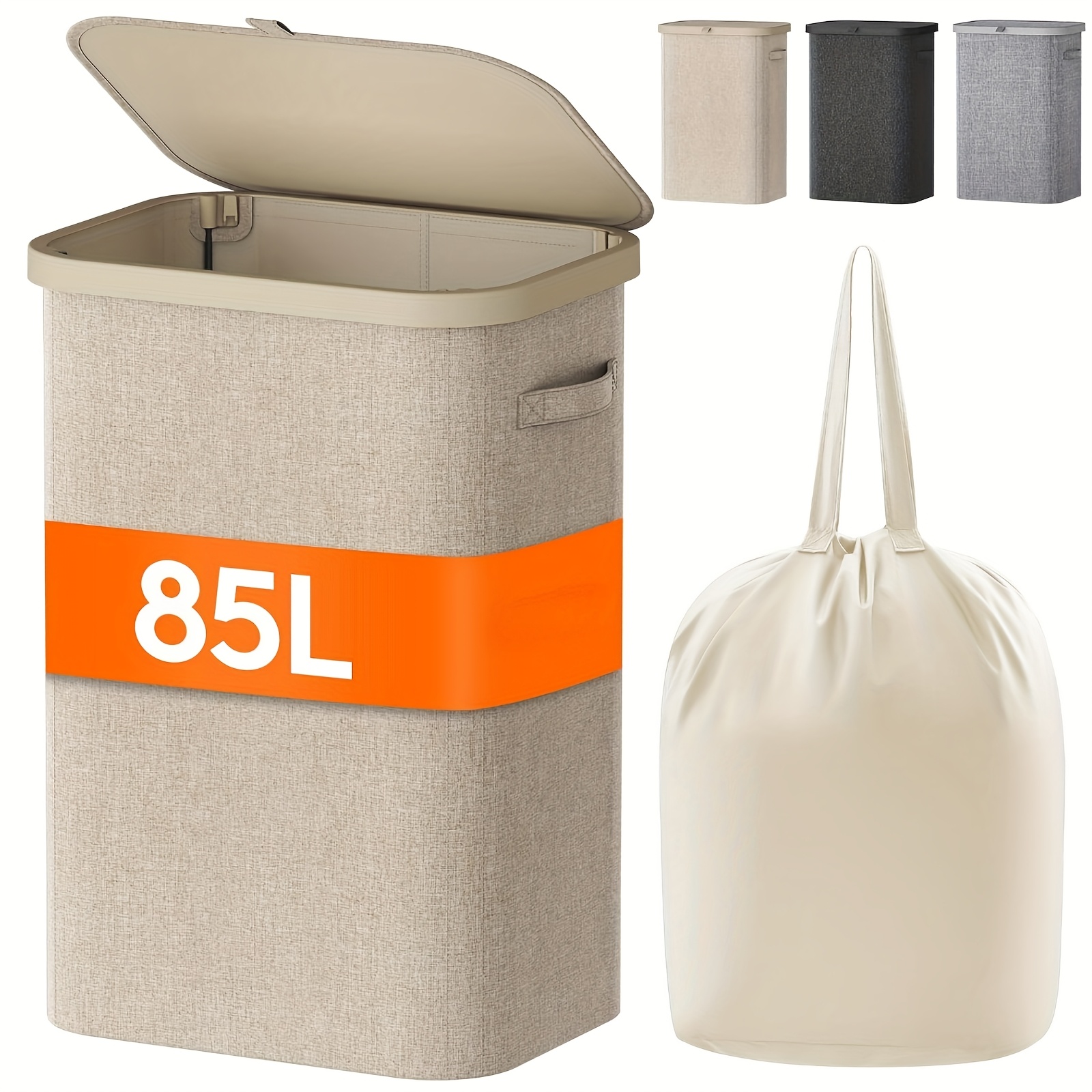 1pc   freestanding laundry hamper with detachable laundry bag foldable rectangular laundry basket with plastic handles and removable laundry liner bag large capacity   dirty clothes hamper storage basket for clothes