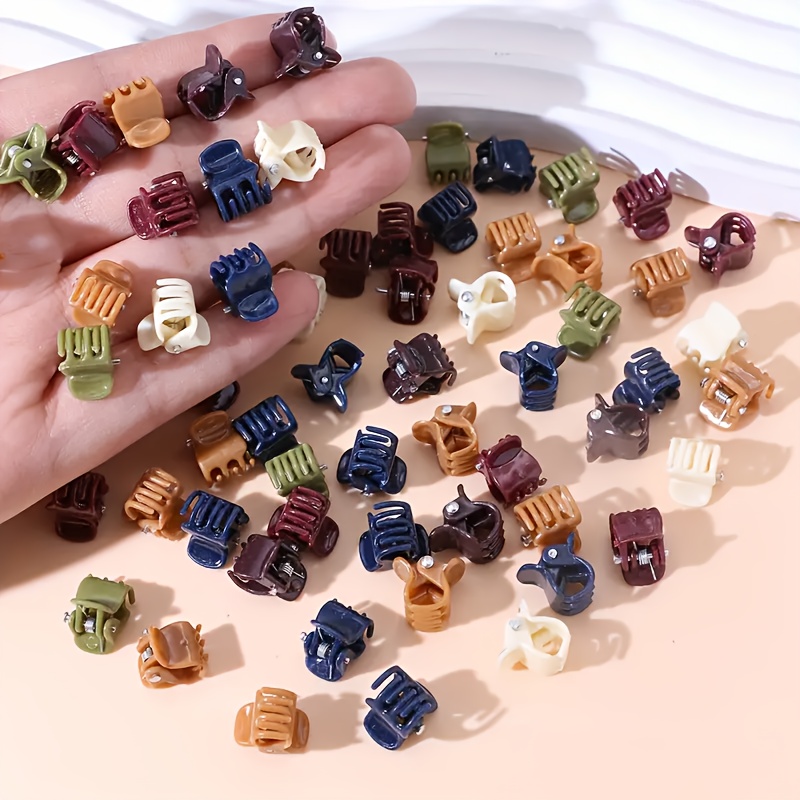 

50pcs Mini Resin Hair Claw Clips Set, Mixed Colors, Cute & Minimalist Style, Solid Color, Fine & , Ideal For Women And Girls, Ramadan Festival Accessory