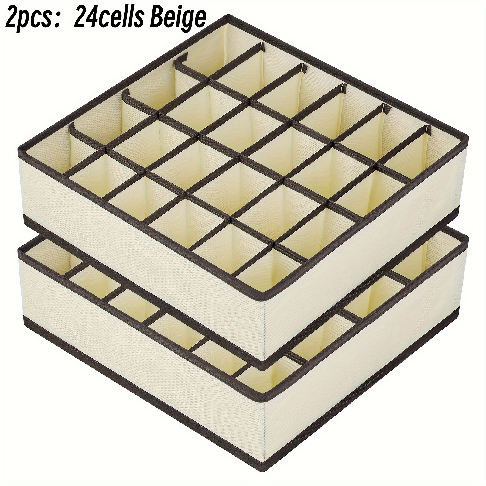 2-Pack Foldable Sock and Underwear Organizer with 24 Compartments, Multi-Functional Storage Boxes for Socks, Bras, Ties - Breathable Fabric and Durable Zipper for Bedroom, Closet, Drawer, Shelf Use