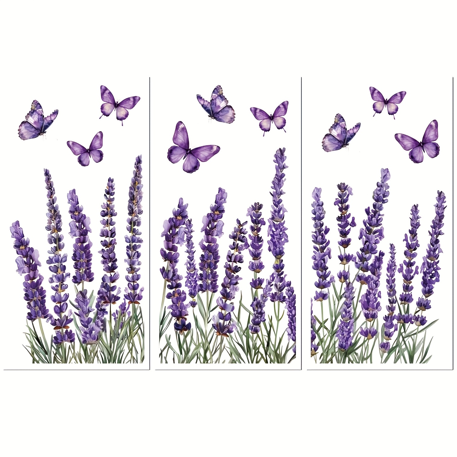 TEMU Calcomanía de Transferencia para Muebles y Manualidades 6"x12" de Lavanda, 3 Piezas de Calidad UV DTF para Cajones, Tocadores, Vidrio, Porcelana