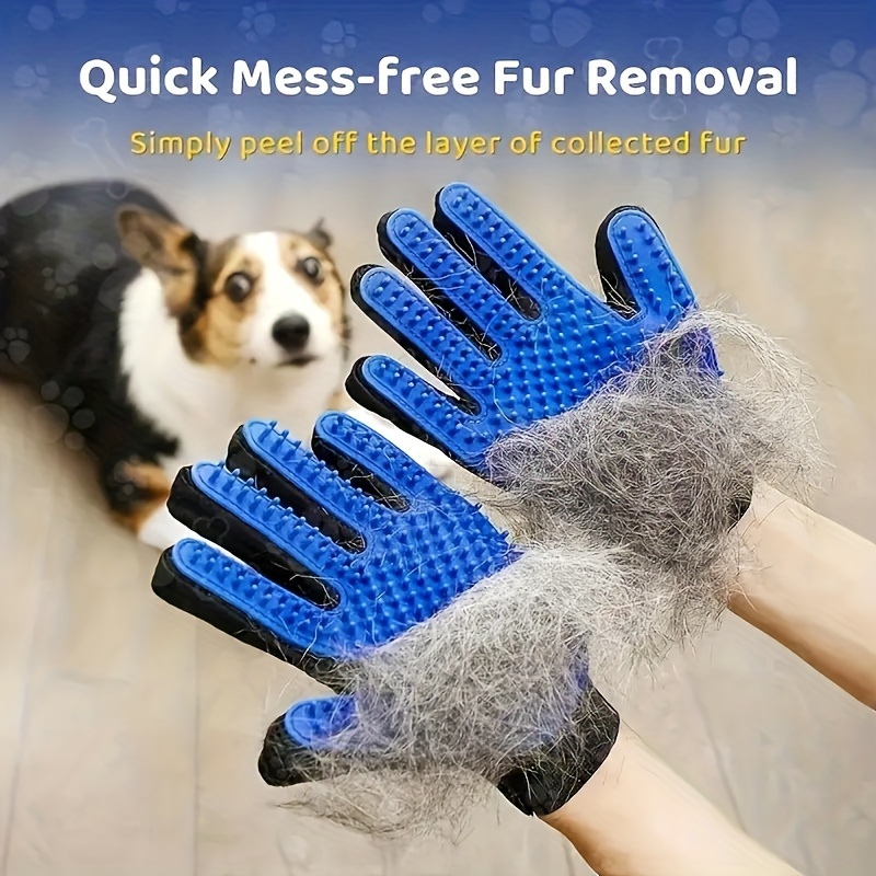 

1pc Pet Grooming Gloves - Gentle Deshedding Brush For , Easy Clean, Design, Ideal For Long & Short Fur, Blue Silicone, Dog Grooming