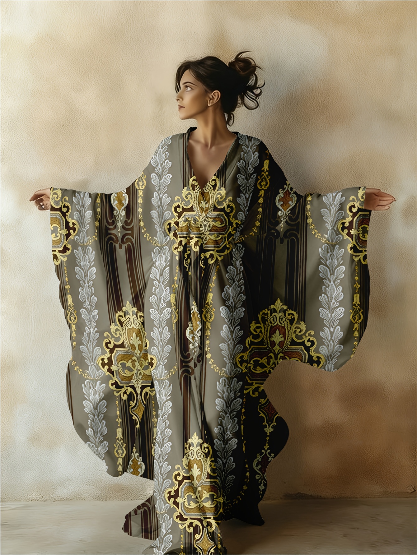green emerald velvet dress Dash and Dot - GOLD DRAPED KAFTAN