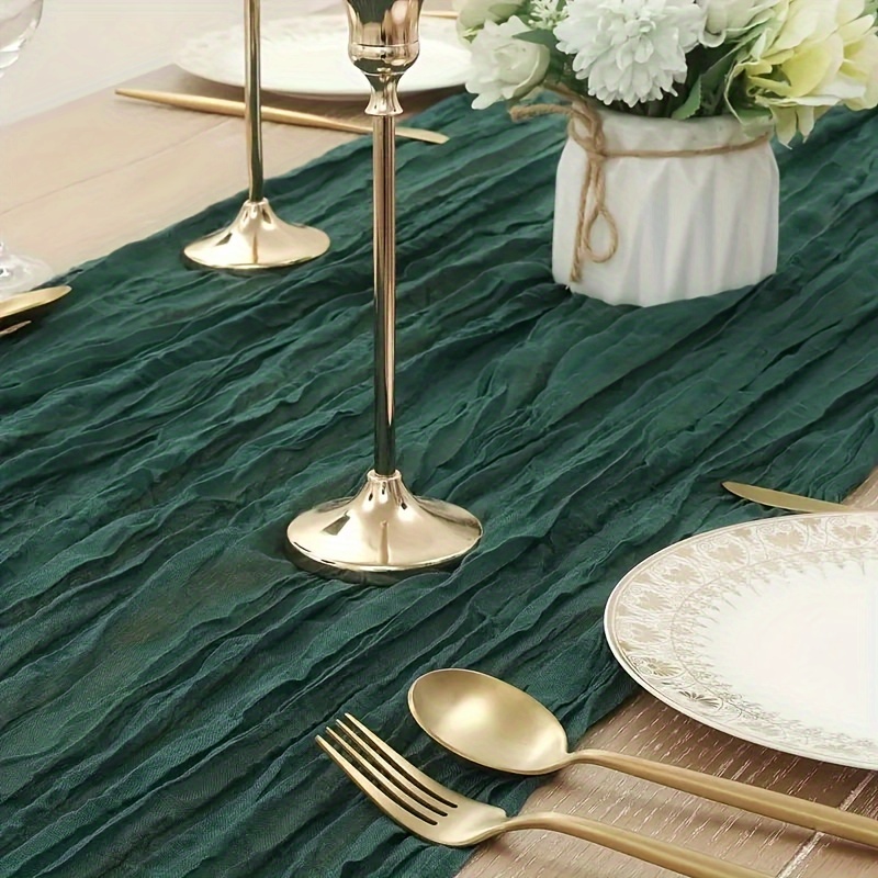 

Chemise de Table Élégante en Polyester Vert Foncé, Design Bali - Parfaite pour les , Anniversaires et Décoration d'Intérieur, Atmosphérique, Festive, Nappe, Universelle