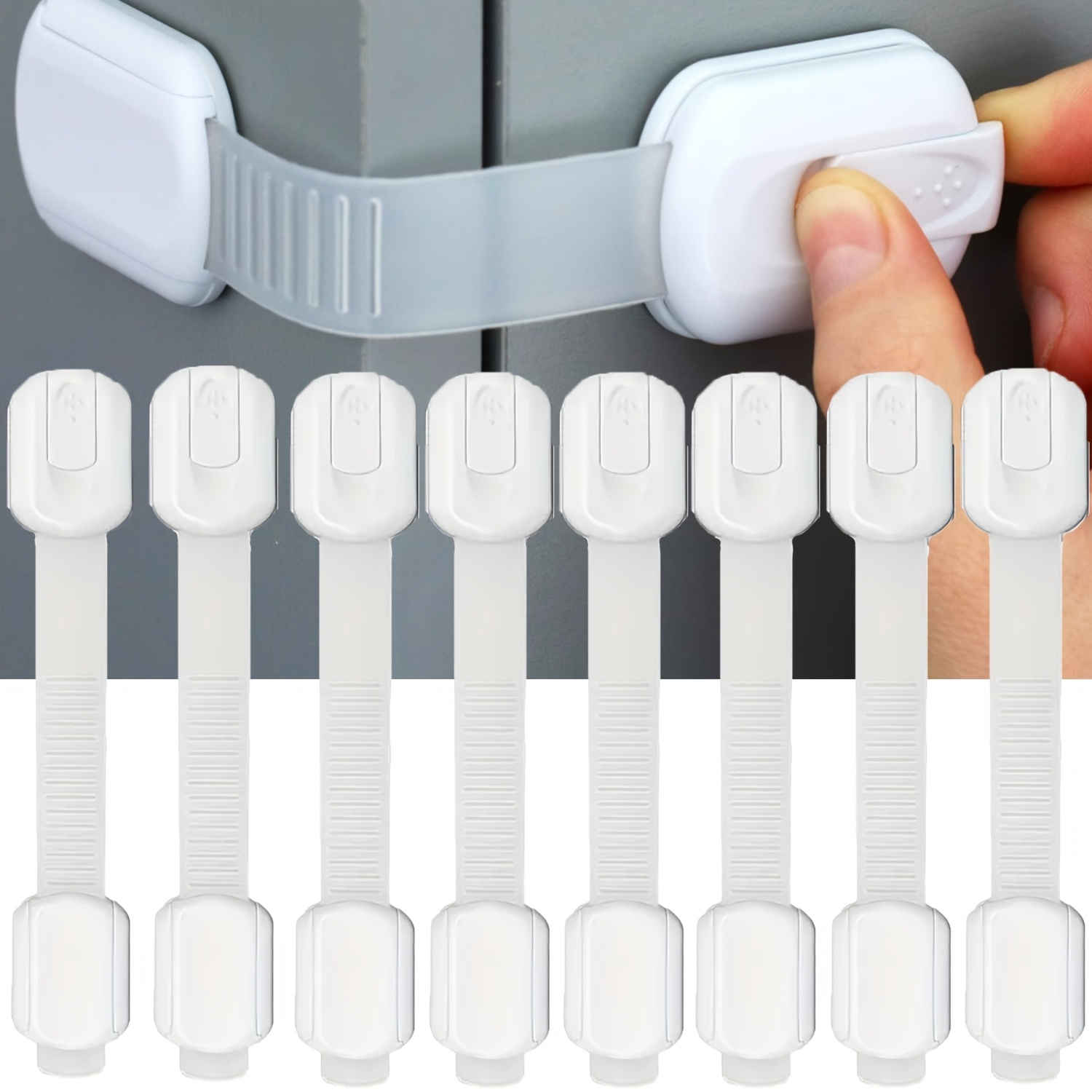 8pcs Set Of Baby Safety Locks – Safe, Quick, And Easy Adhesive Cabinet Latches, No Screws Or Magnets, Multi-functional For Furniture, Kitchen, Oven, Toilet Seat
