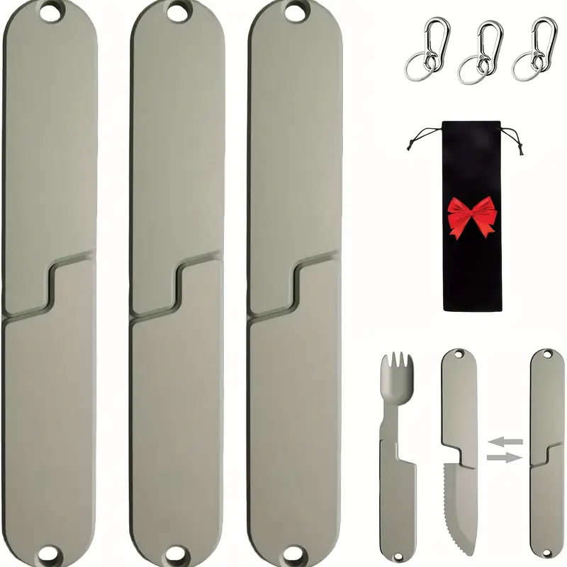 1 2 3pcs 2in 1 camping eating utensils set magnetic detachable utensil set reusable spoon fork combo for travel hiking wilderness backpacking utensils Product details 4