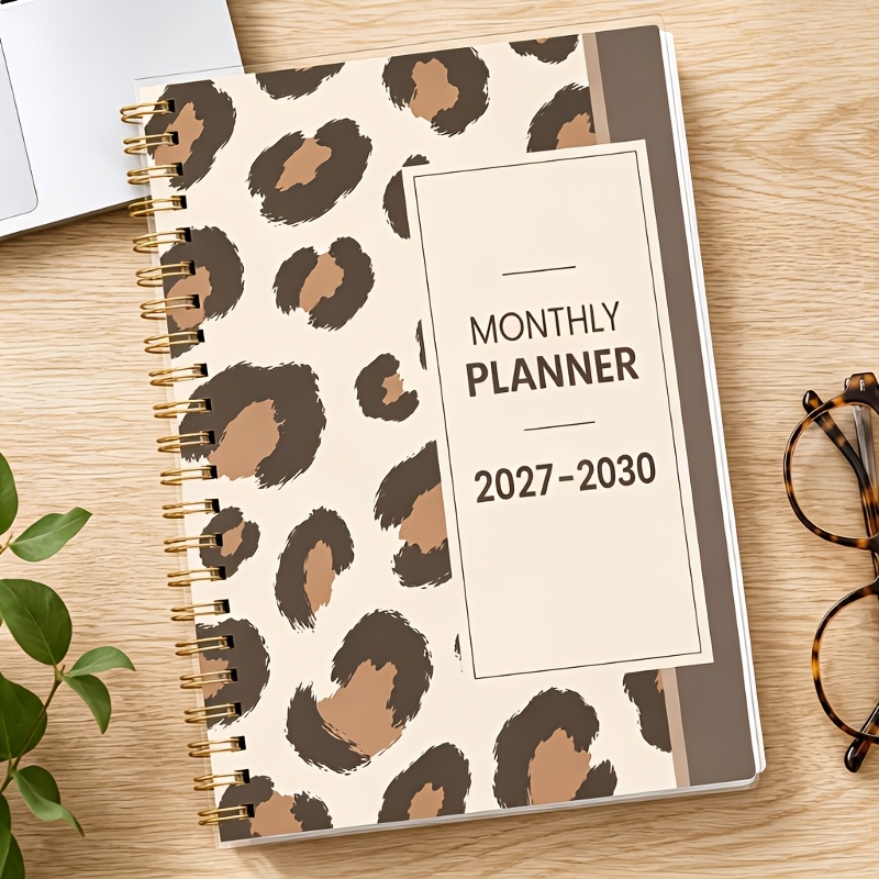 TEMU Agenda Mensuel 48 Mois A5 à Spirale, Livre de Calendrier 2027-2030, Couverture Imprimé Léopard Tendance, Disposition de Mensuel, Espace de Notes