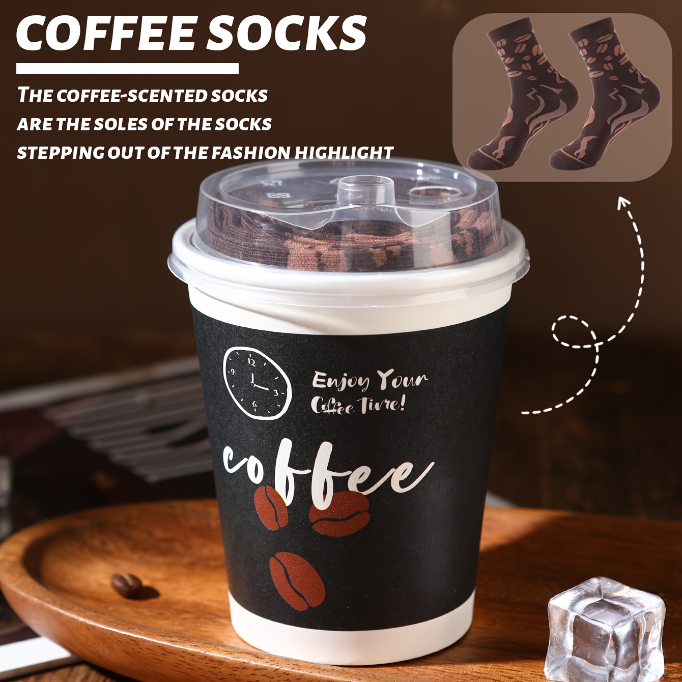 TEMU 1 Pair Of Mid-calf Women's Socks, And Cup Gift Box Socks, Fashionable And Trendy Style, Comfortable And Breathable, Suitable As A Gift For ,